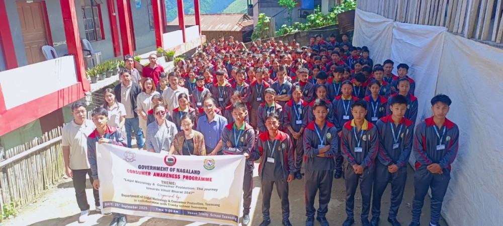 Students of Trinity Academy along with the officials of LM&CP and teaching staff. (Morung photo)